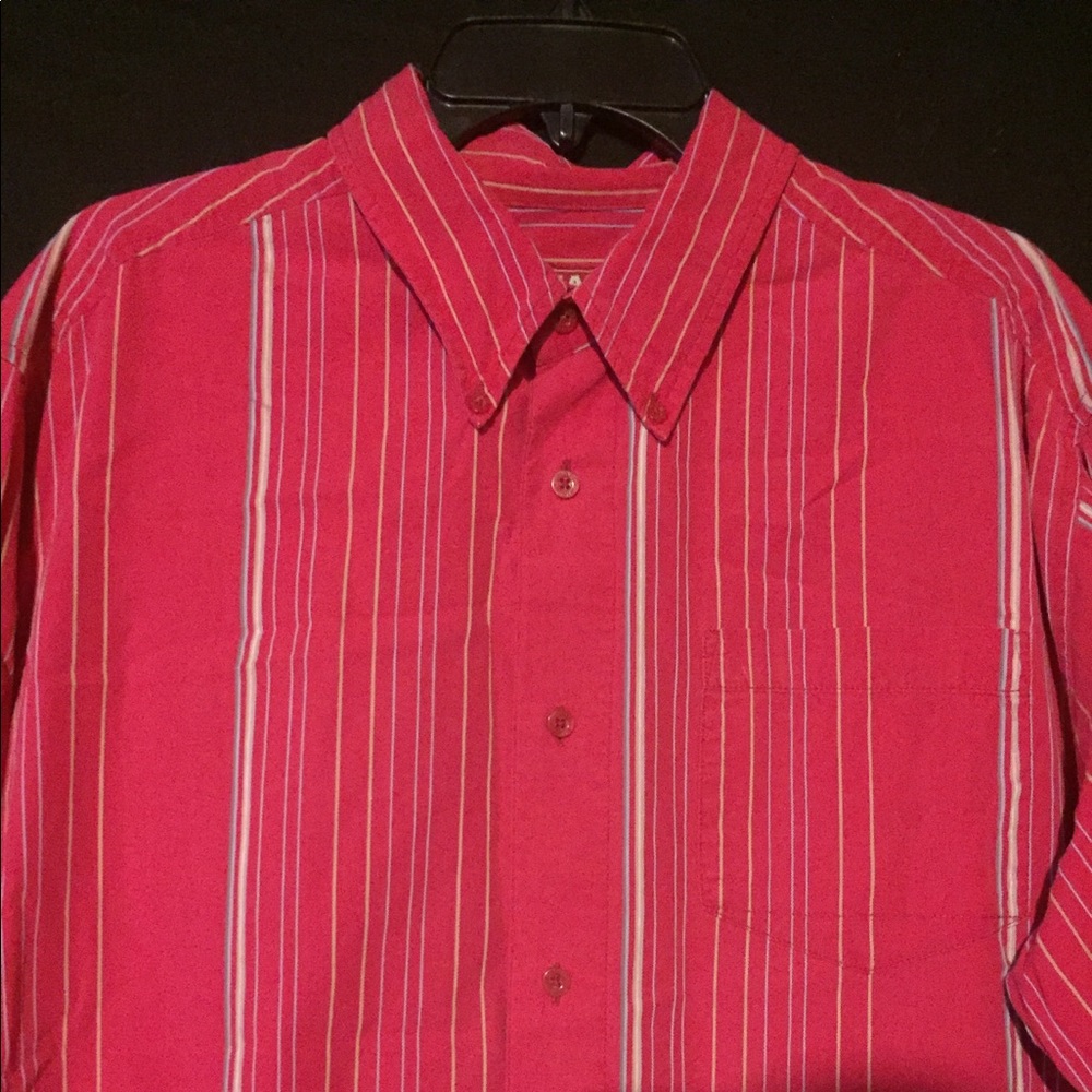 Chaps Denim Mens Button Up Light Striped Shirt XL